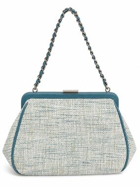 Ann Taylor Vintage Inspired Blue Woven Frame Shoulder Bag Chain Str